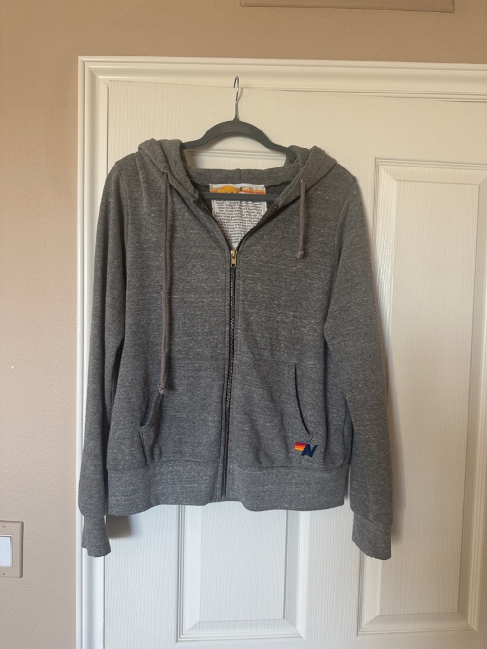 Aviator Nation Bolt Gray Zip-Up Hoodie Size Small